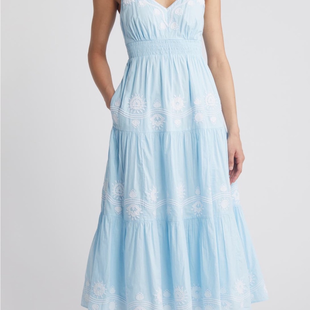 Lilly Pulitzer Sky Blue Embroidered Maxi Dress- new with tags